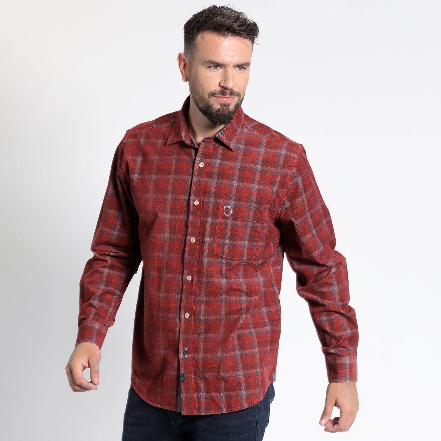 Camisa Manga Larga Micro Cotelé Yd Comfort Fit