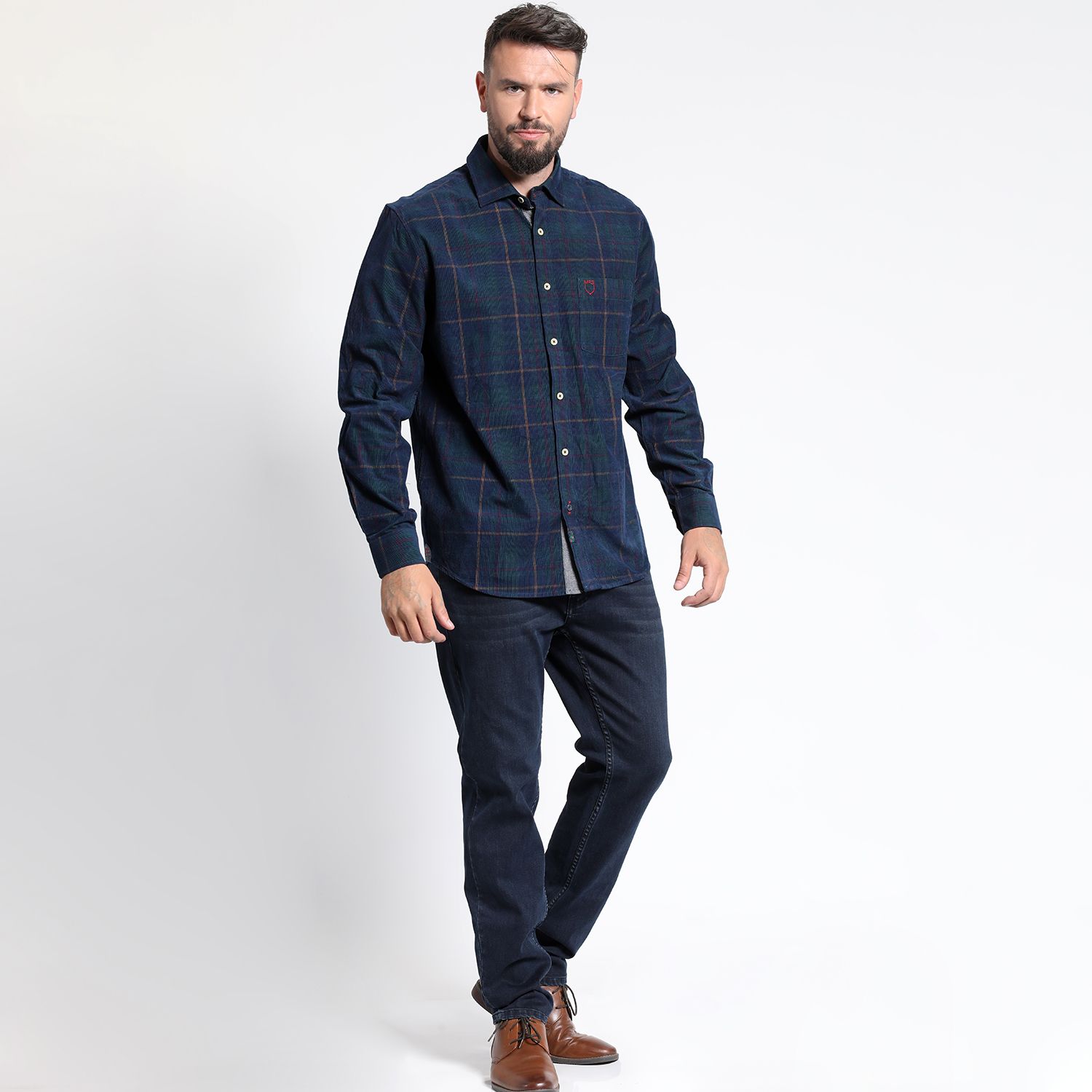 Camisa Manga Larga Micro Cotelé Yd Comfort Fit