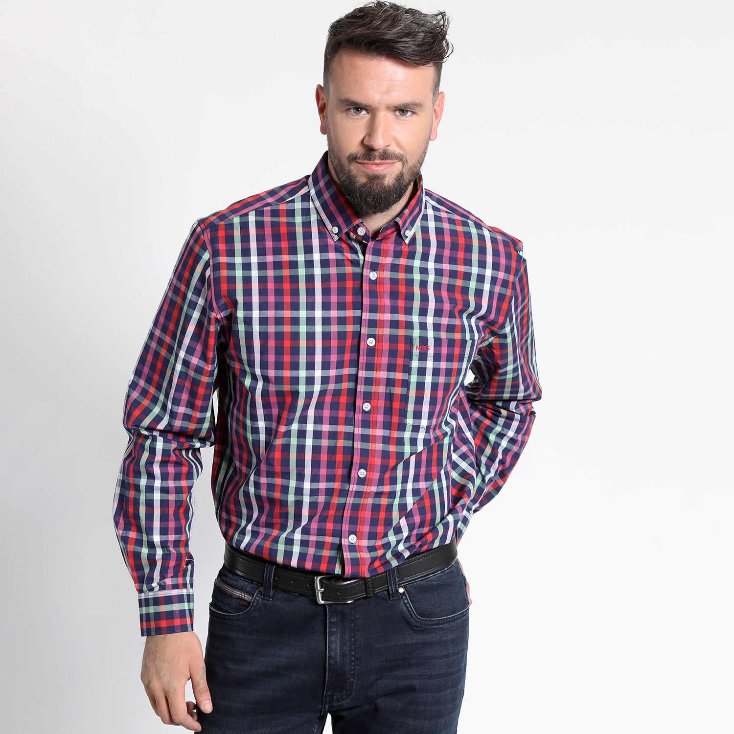 Camisa Manga Larga Cuadrillé Yd Regular Fit