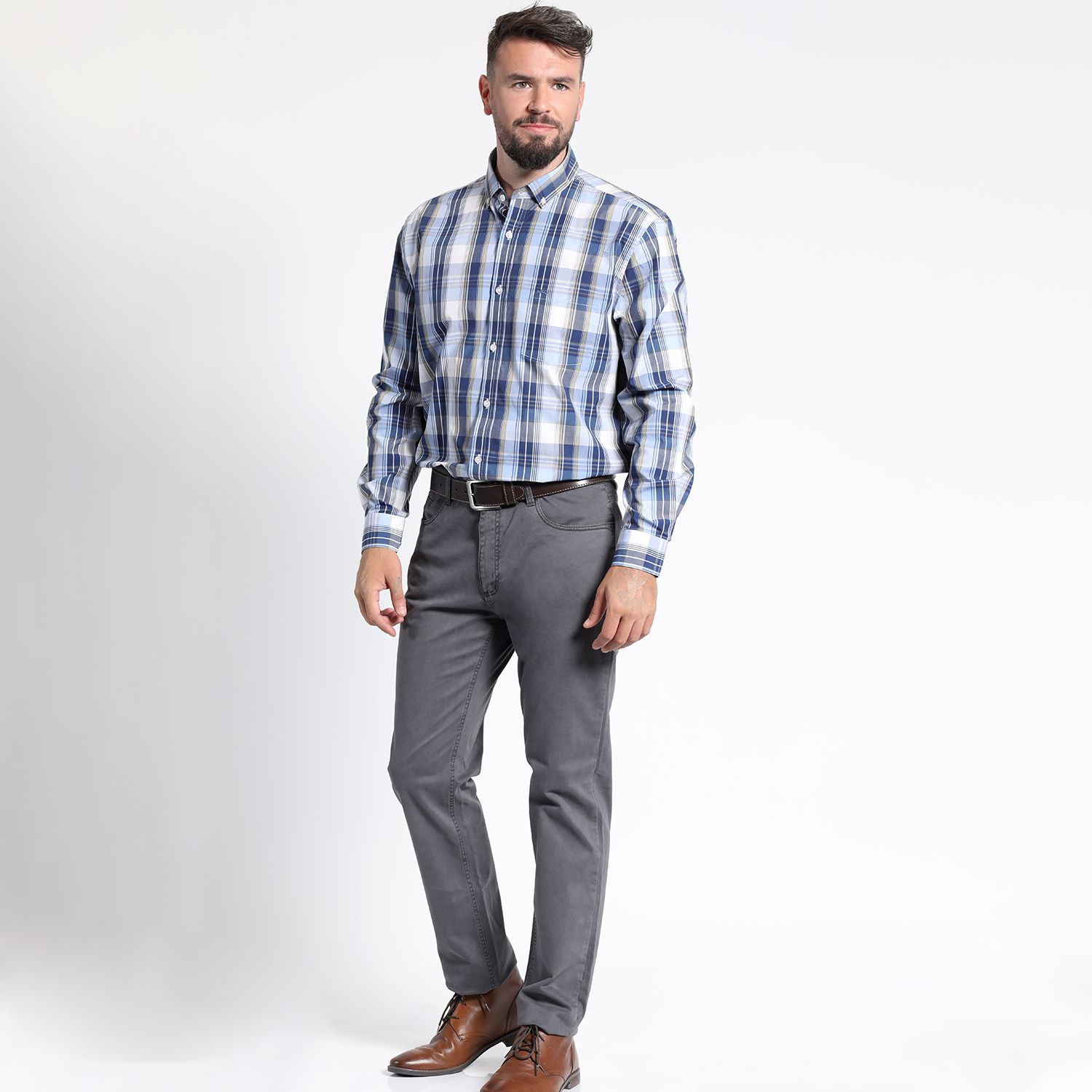 Camisa Manga Larga Cuadrillé Yd Regular Fit