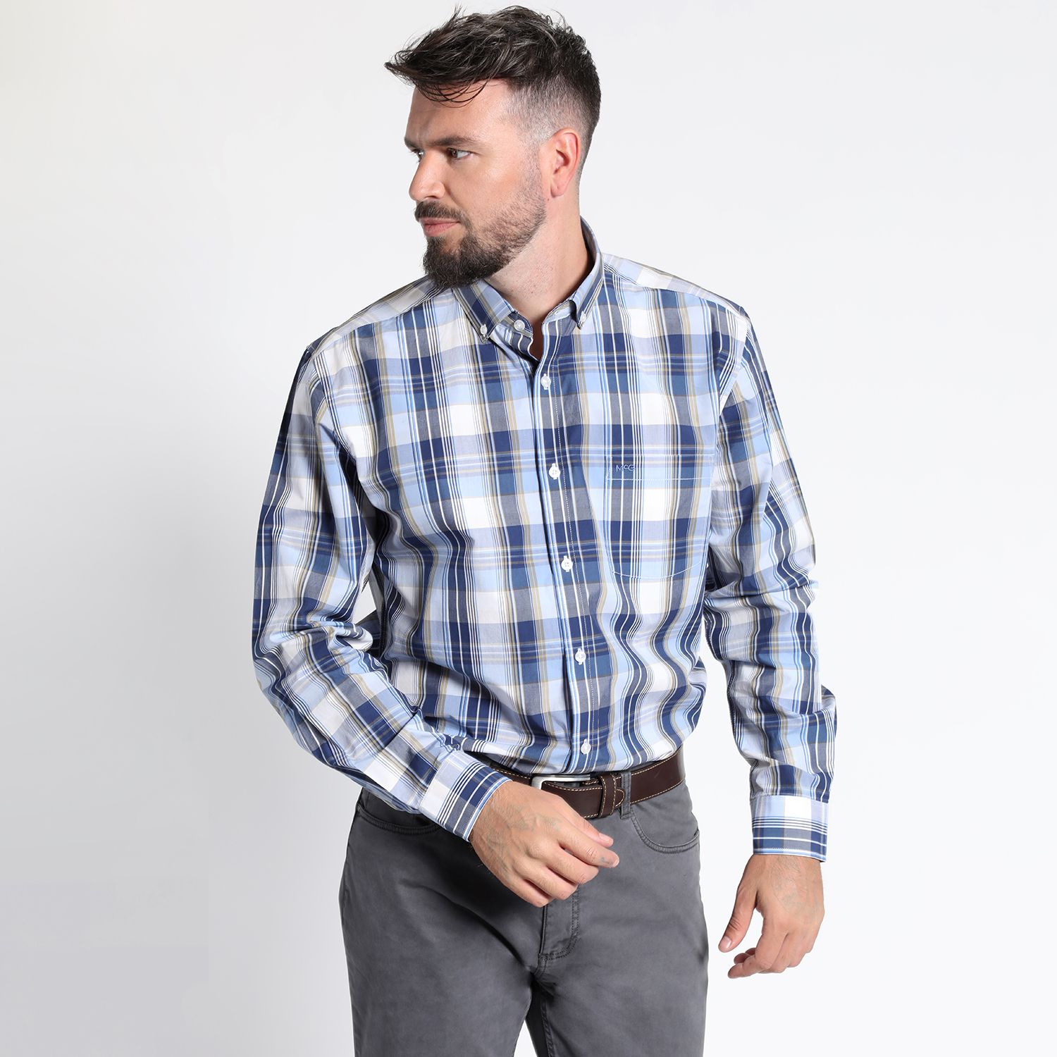 Camisa Manga Larga Cuadrillé Yd Regular Fit