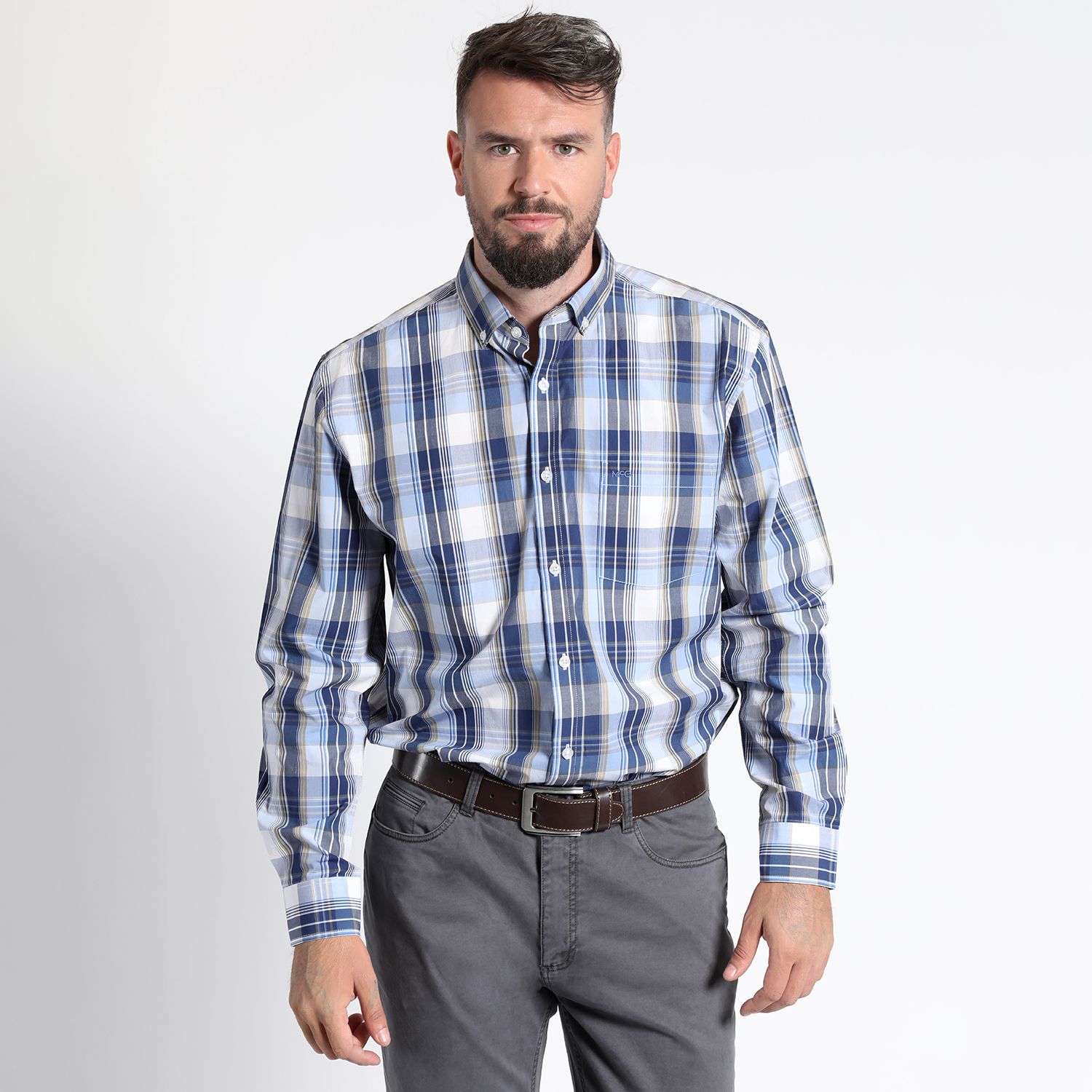 Camisa Manga Larga Cuadrillé Yd Regular Fit