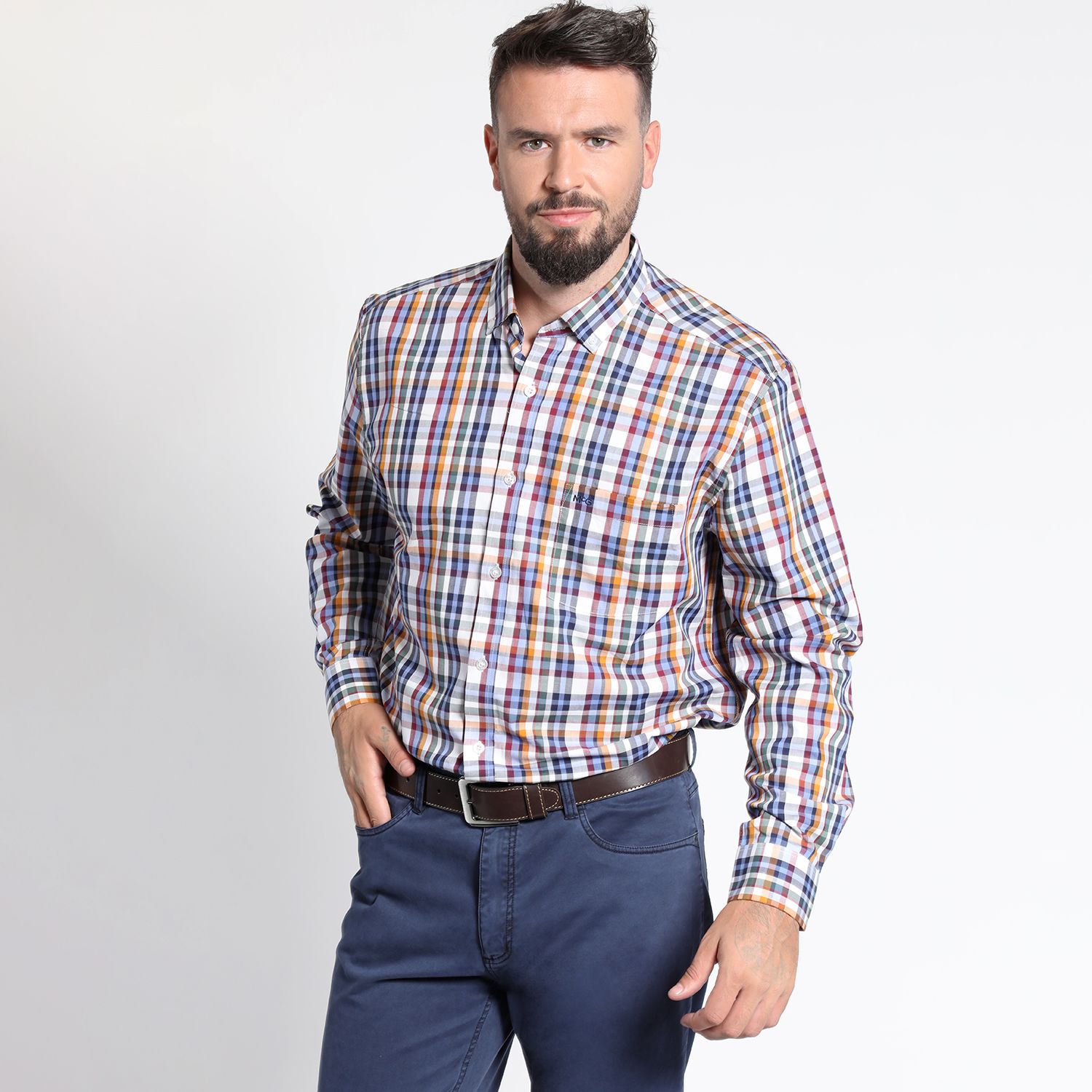 Camisa Manga Larga Cuadrillé Yd Regular Fit