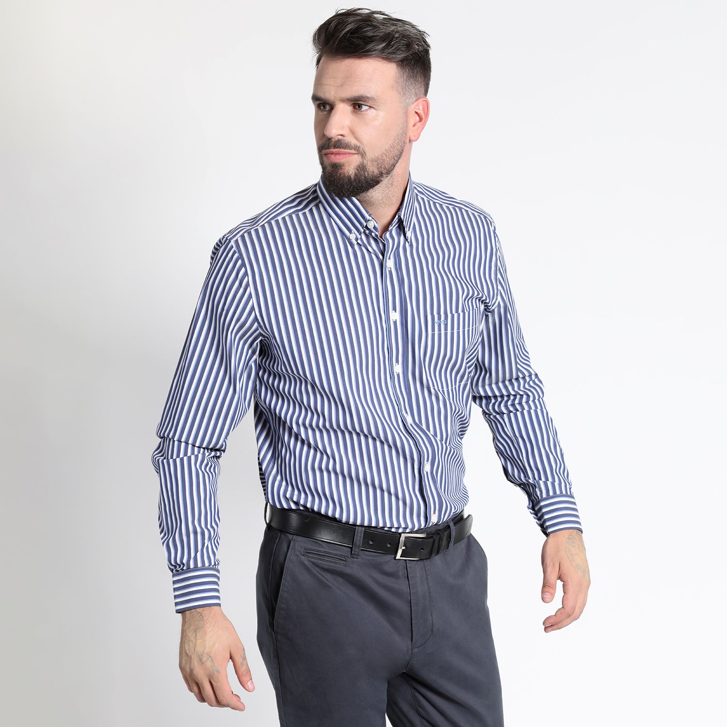 Camisa Manga Larga Rayas Yd Comfort Fit