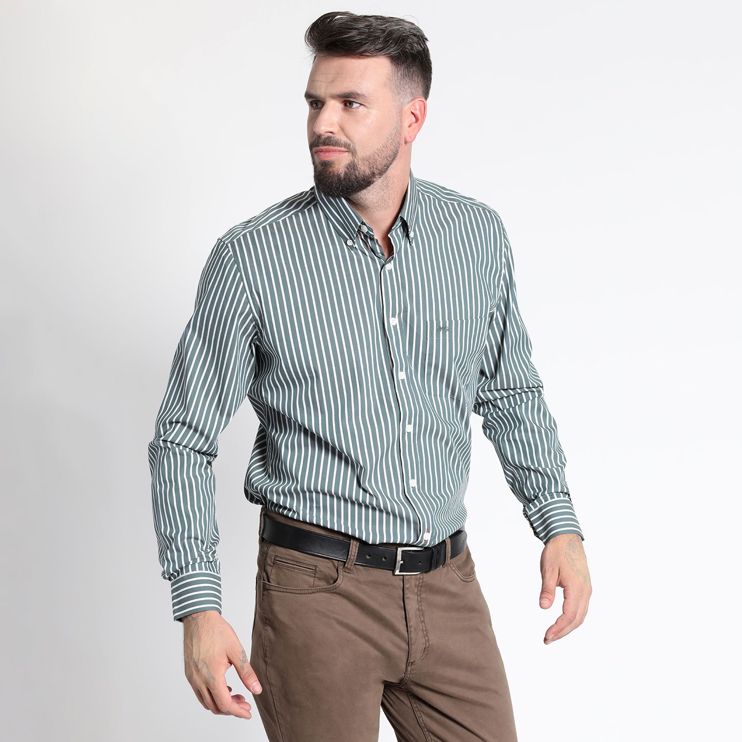 Camisa Manga Larga Rayas Yd Comfort Fit