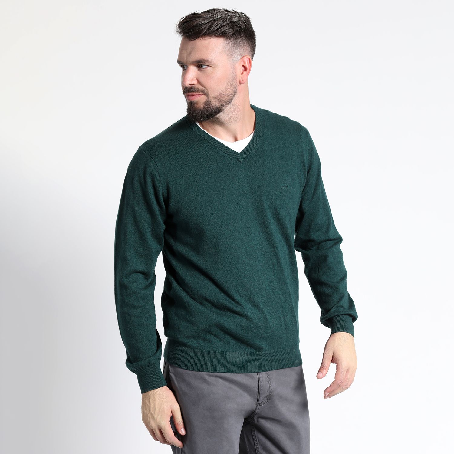 Sweater Manga Larga Melange Cuello V