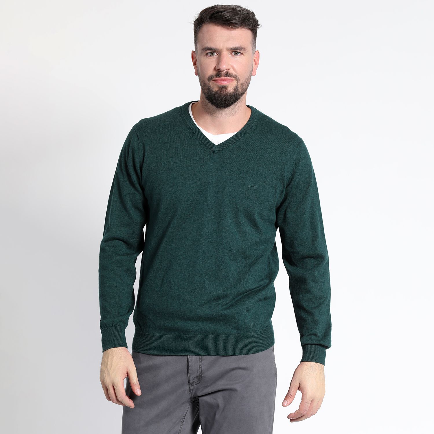 Sweater Manga Larga Melange Cuello V