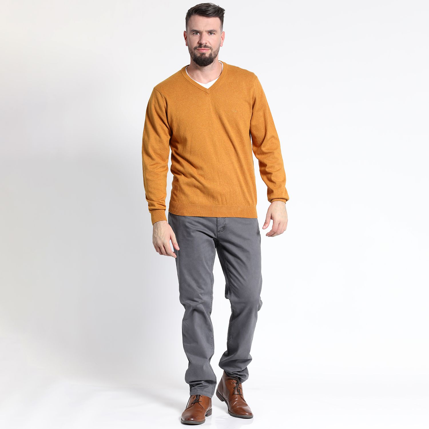 Sweater Manga Larga Melange Cuello V