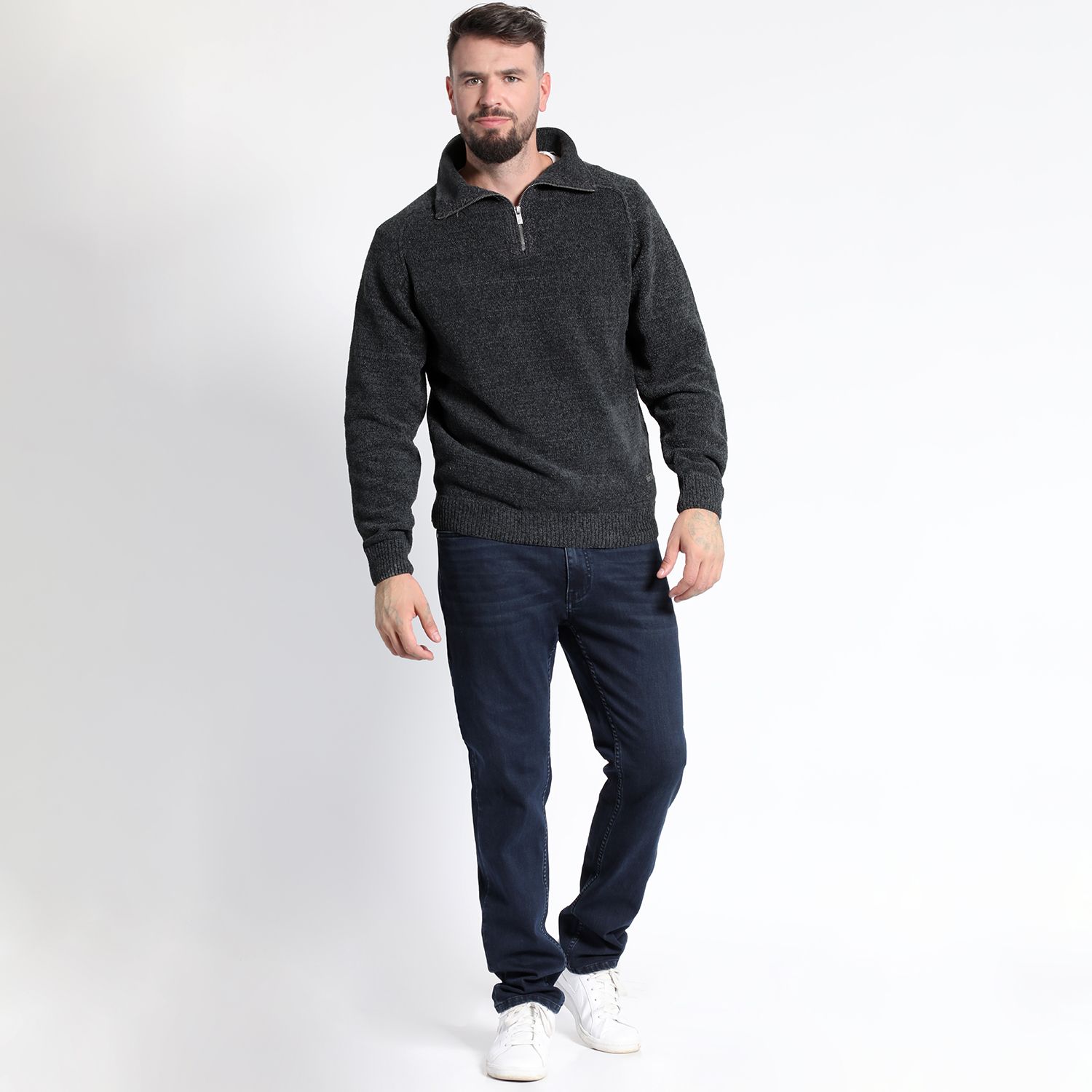 Sweater Manga Larga Medio Cierre