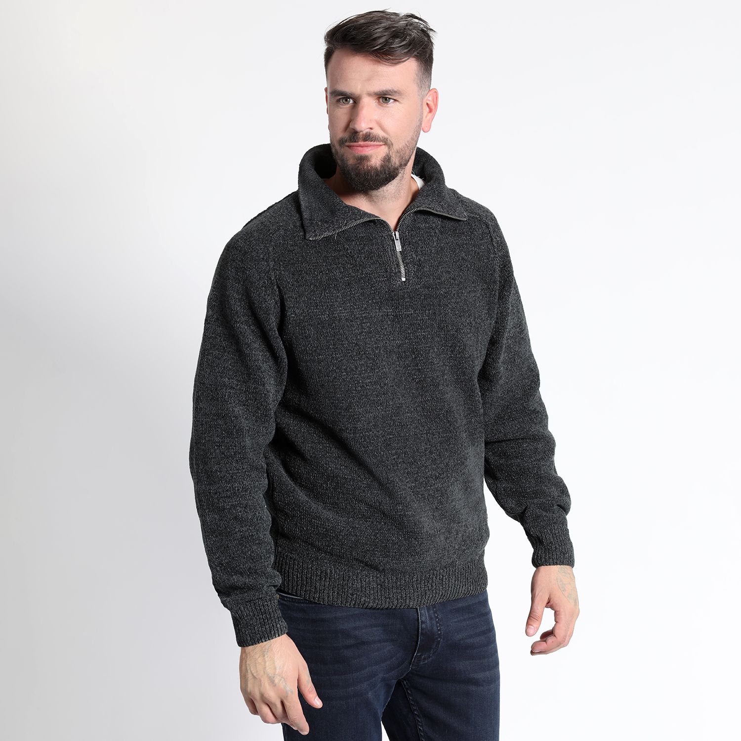 Sweater Manga Larga Medio Cierre