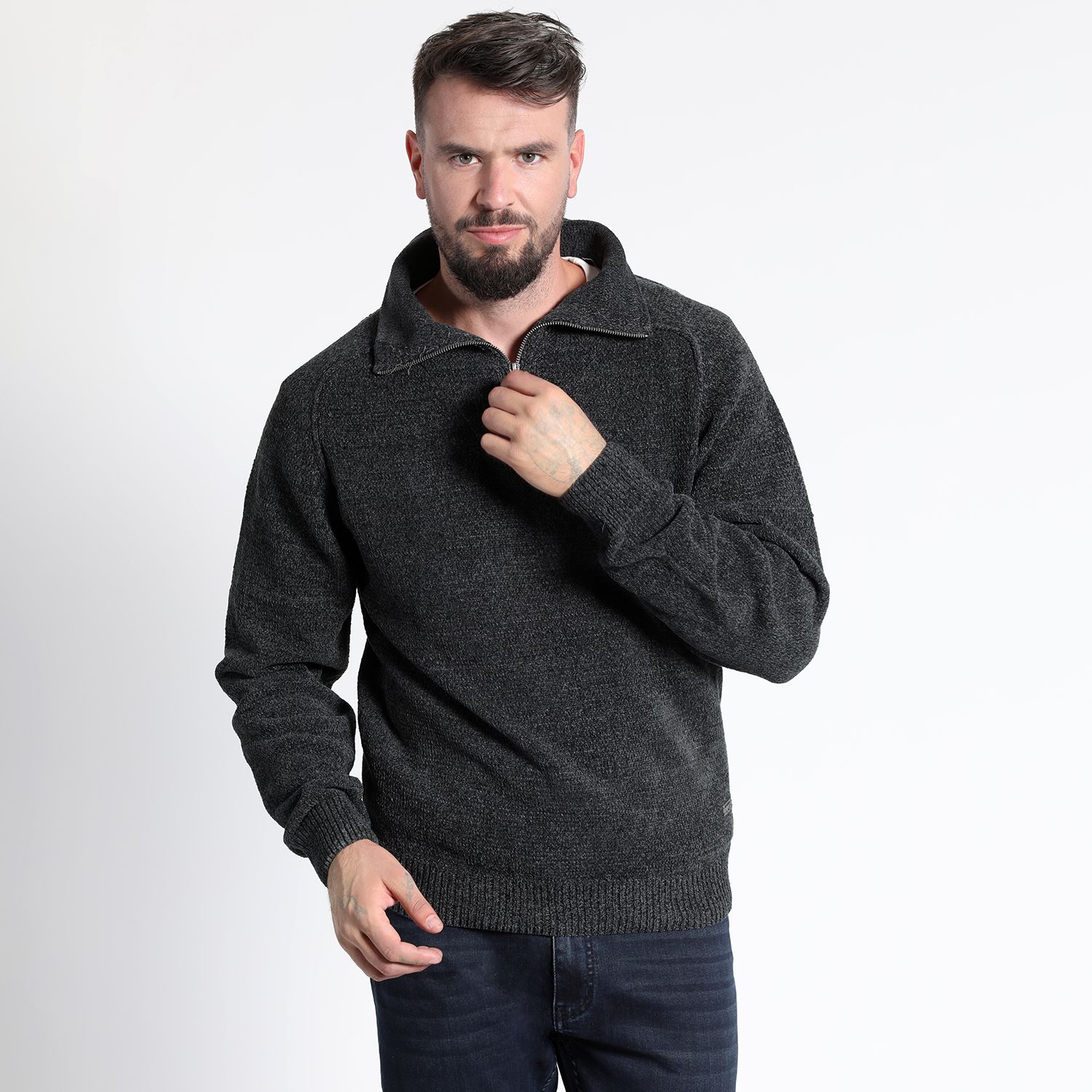 Sweater Manga Larga Medio Cierre