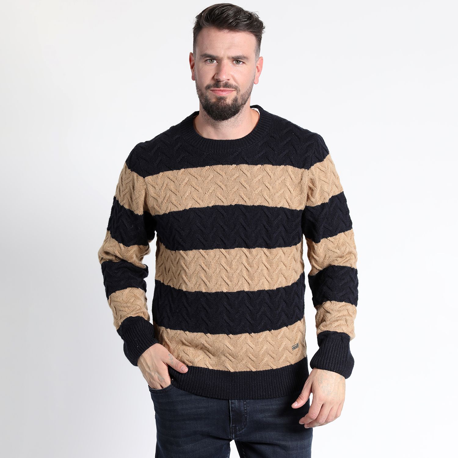 Sweater Manga Larga Rayas Cuello Redondo