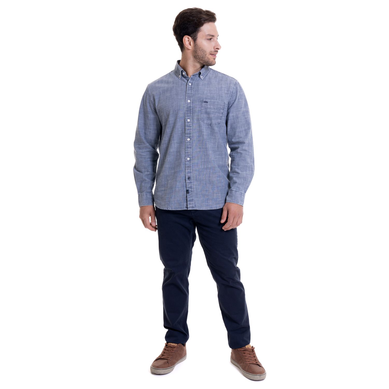 Camisa Jacquard Look Denim Comfort Fit