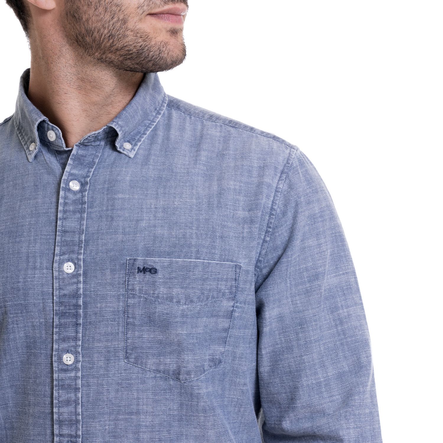 Camisa Jacquard Look Denim Comfort Fit
