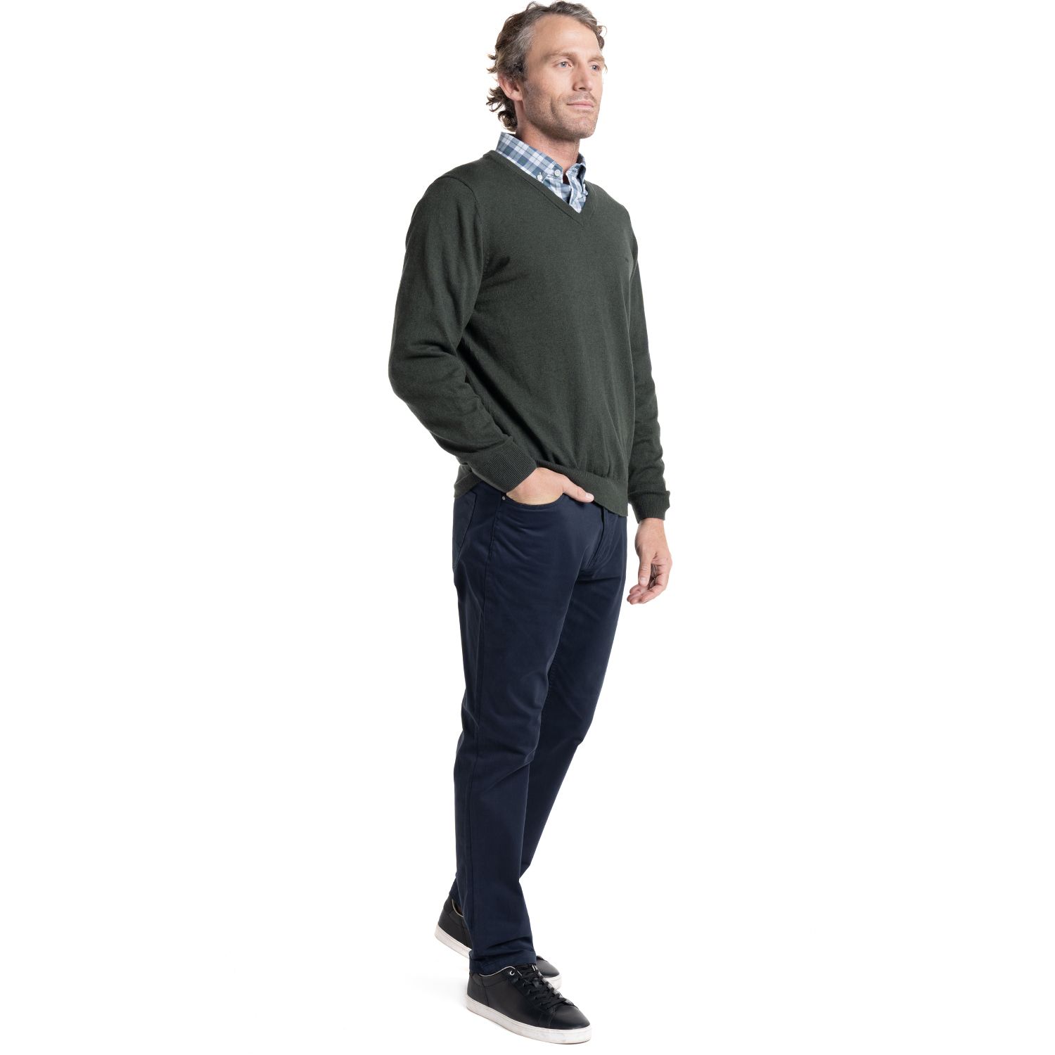 Sweater Manga Larga Melange Cuello V.