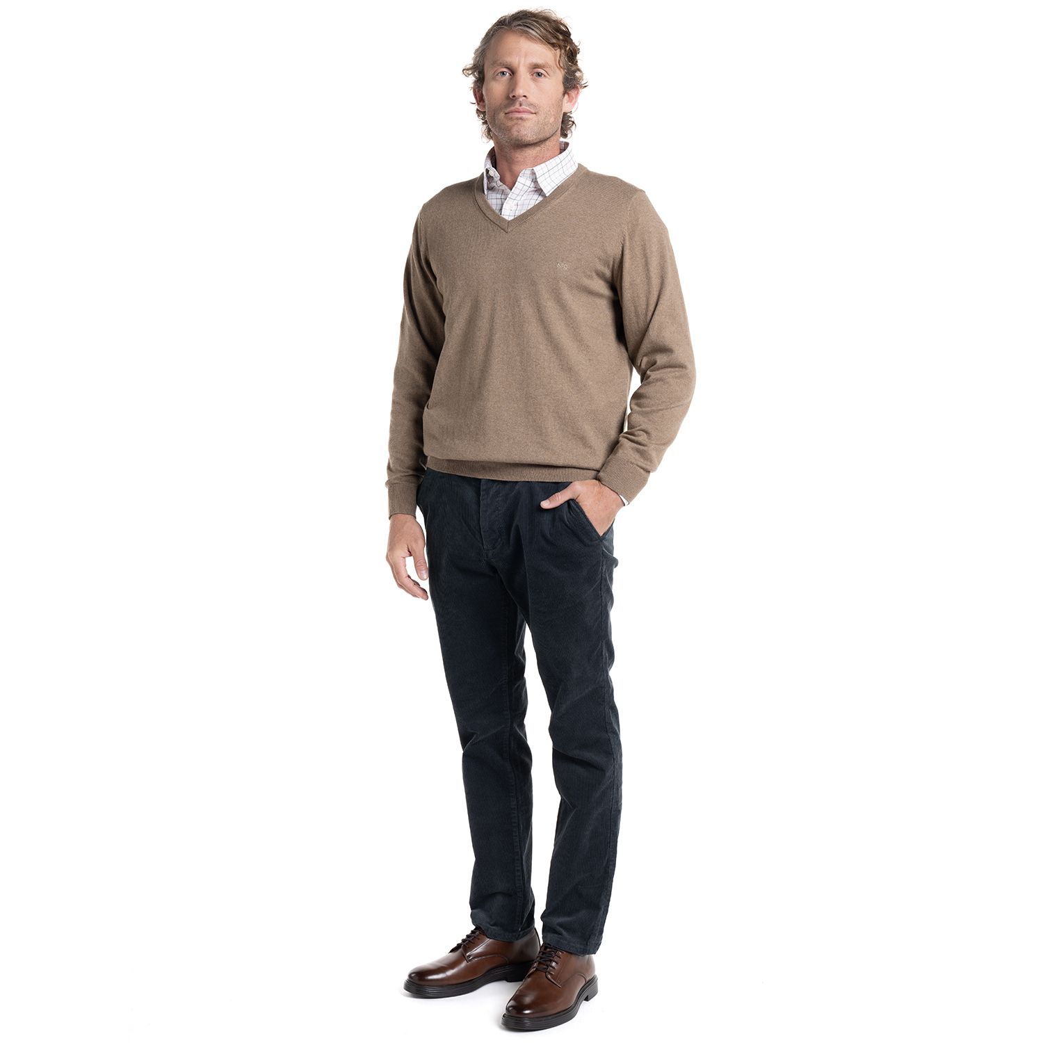 Sweater Manga Larga Melange Cuello V.