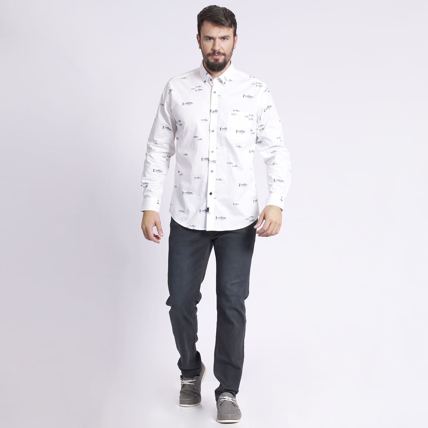 Camisa Manga Larga Estampada Comfort Tech