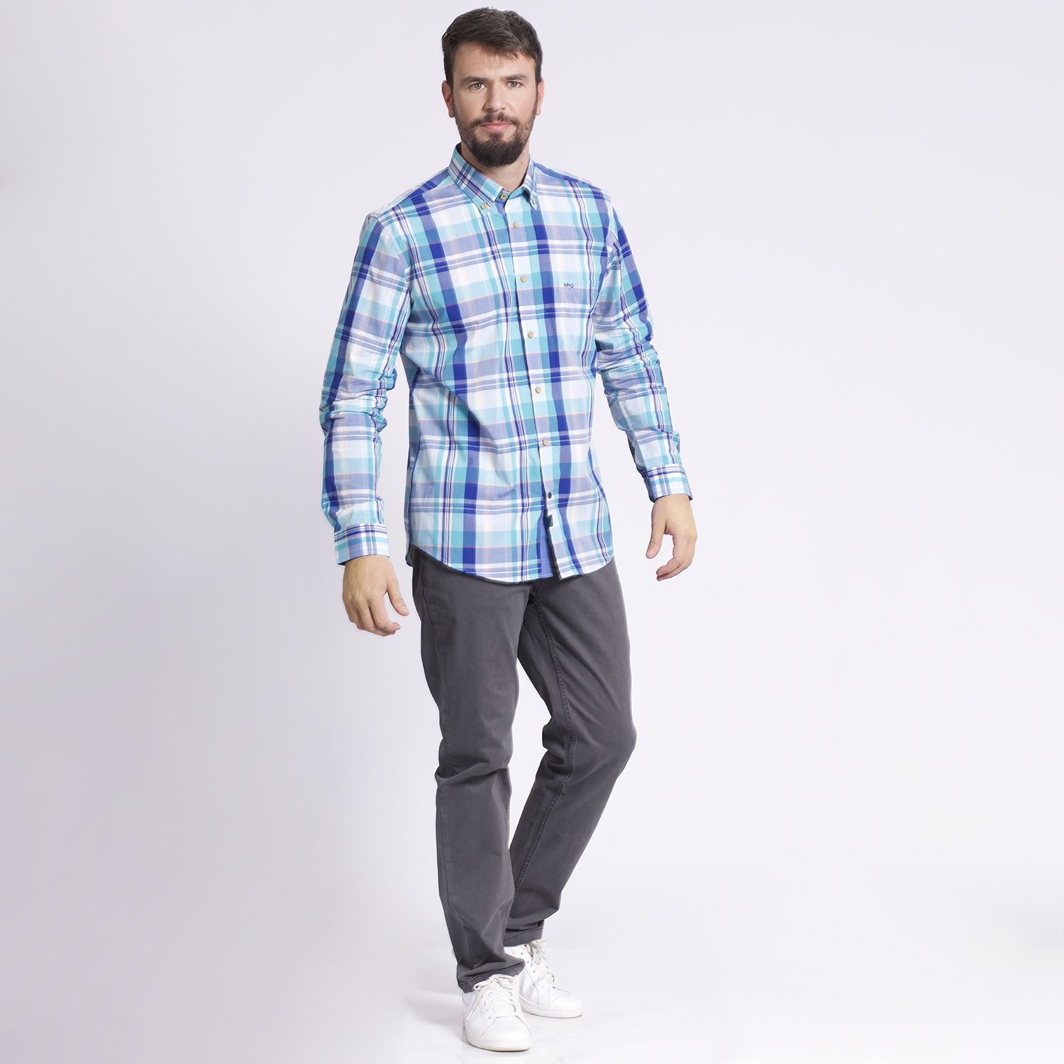 Camisa Manga Larga Escocesa Regular Fit Algodón