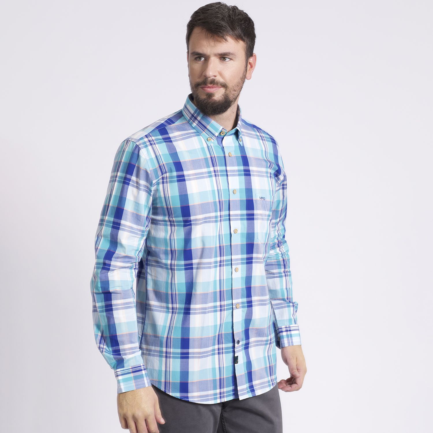 Camisa Manga Larga Escocesa Regular Fit Algodón