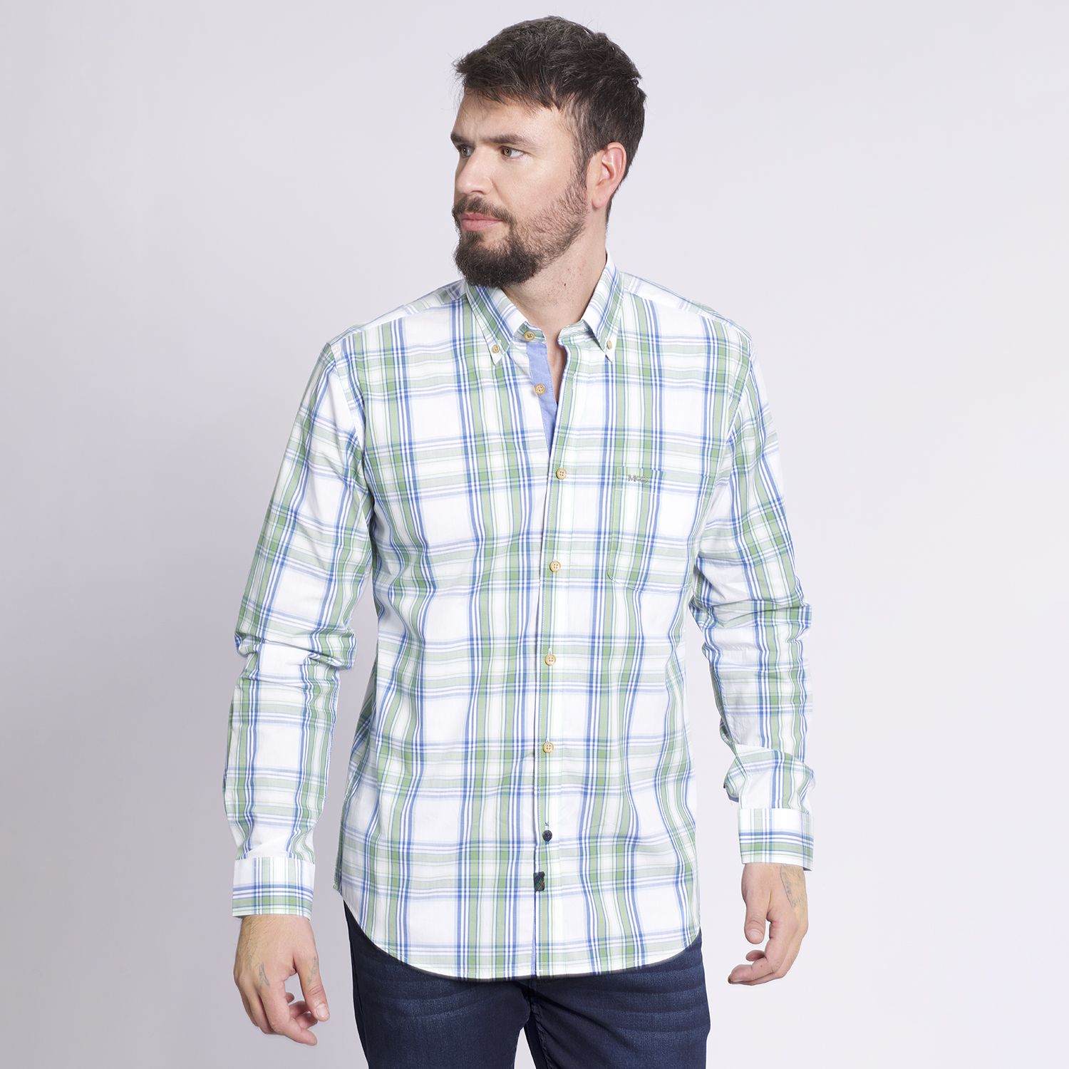 Camisa Manga Larga Escocesa Regular Fit Algodón