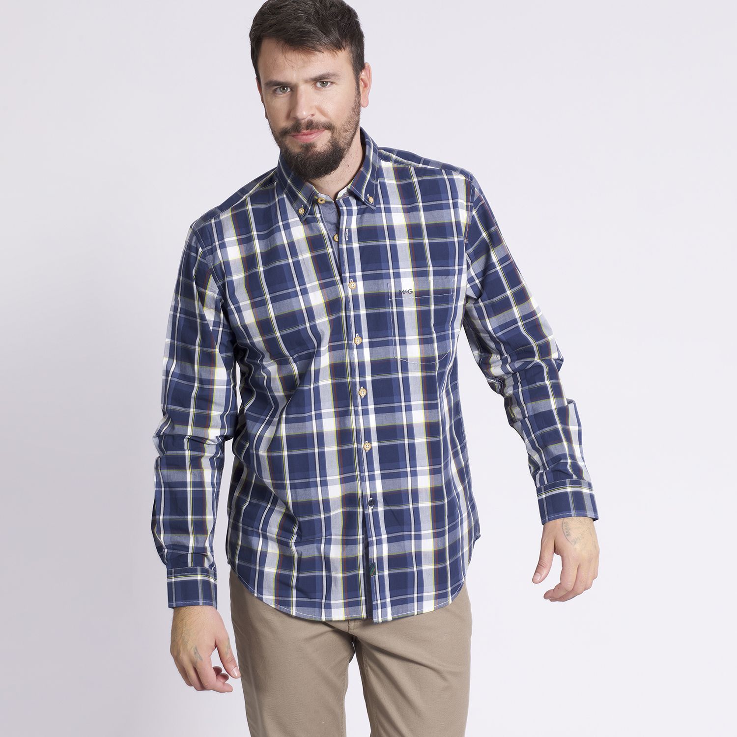 Camisa Manga Larga Escocesa Regular Fit Algodón