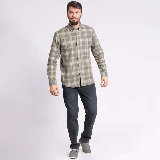 Camisa Manga Larga Escocesa Regular Fit Lino