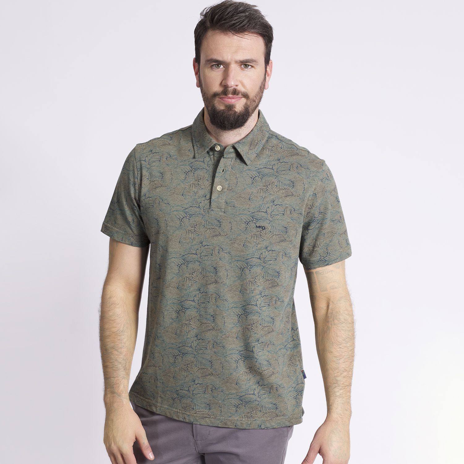 Polera Manga Corta Piqué Jacquard Regular Fit Estampada