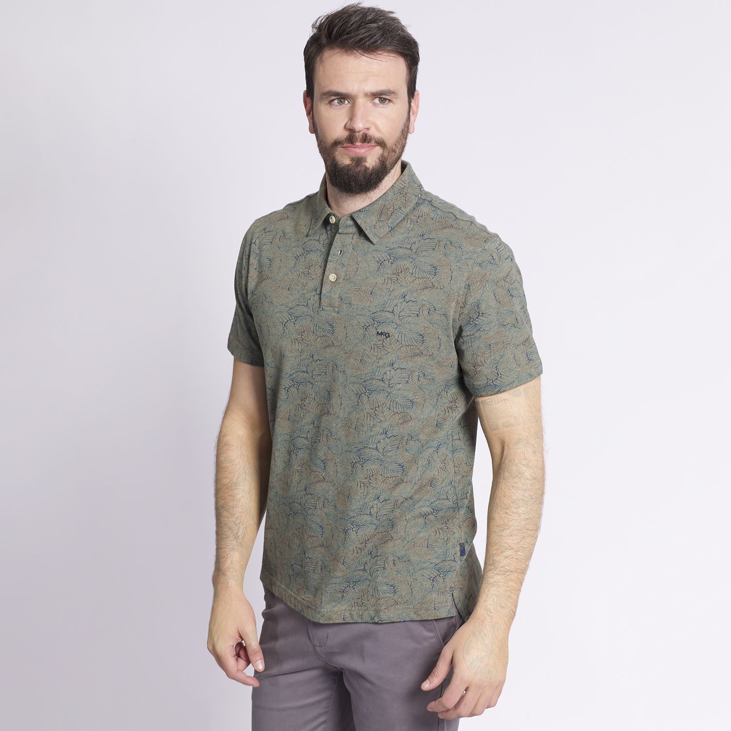 Polera Manga Corta Piqué Jacquard Regular Fit Estampada