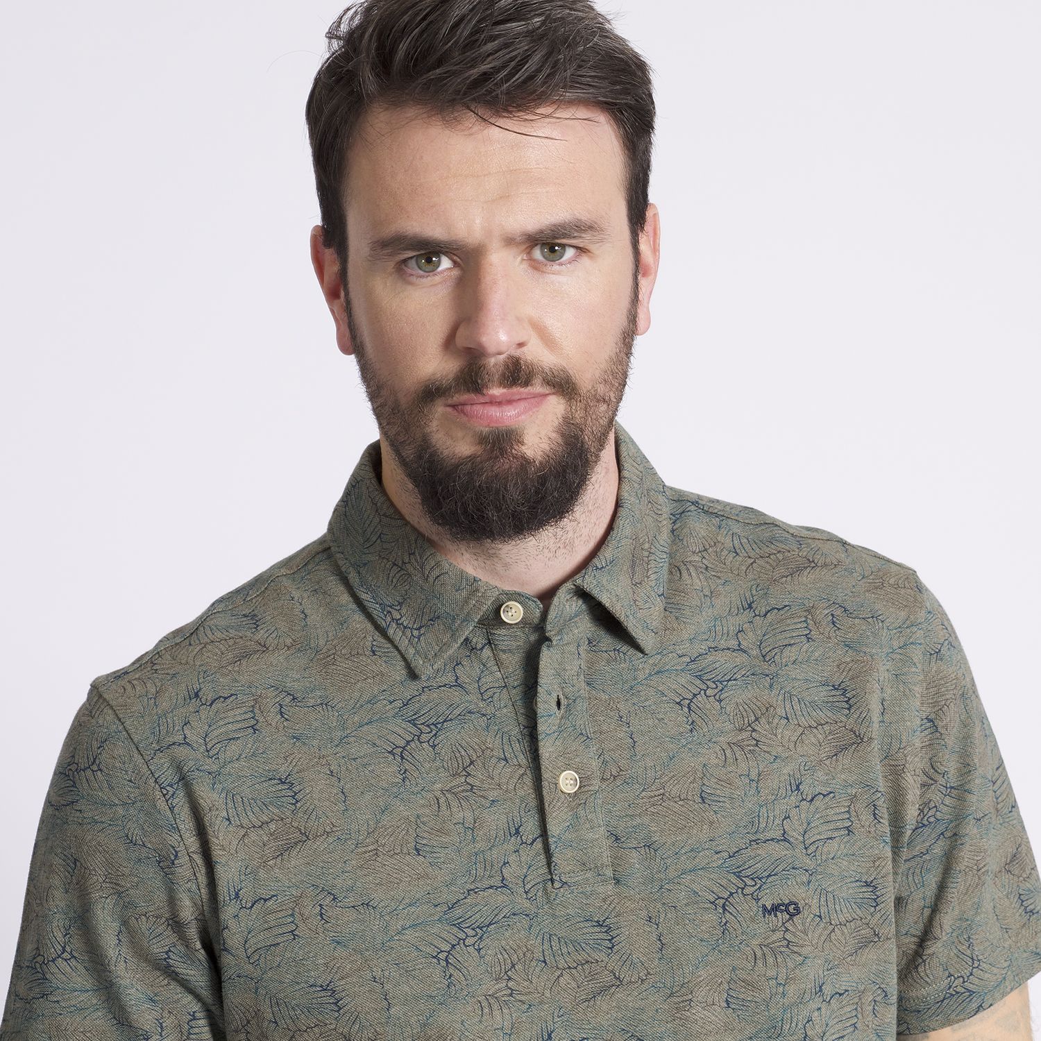 Polera Manga Corta Piqué Jacquard Regular Fit Estampada