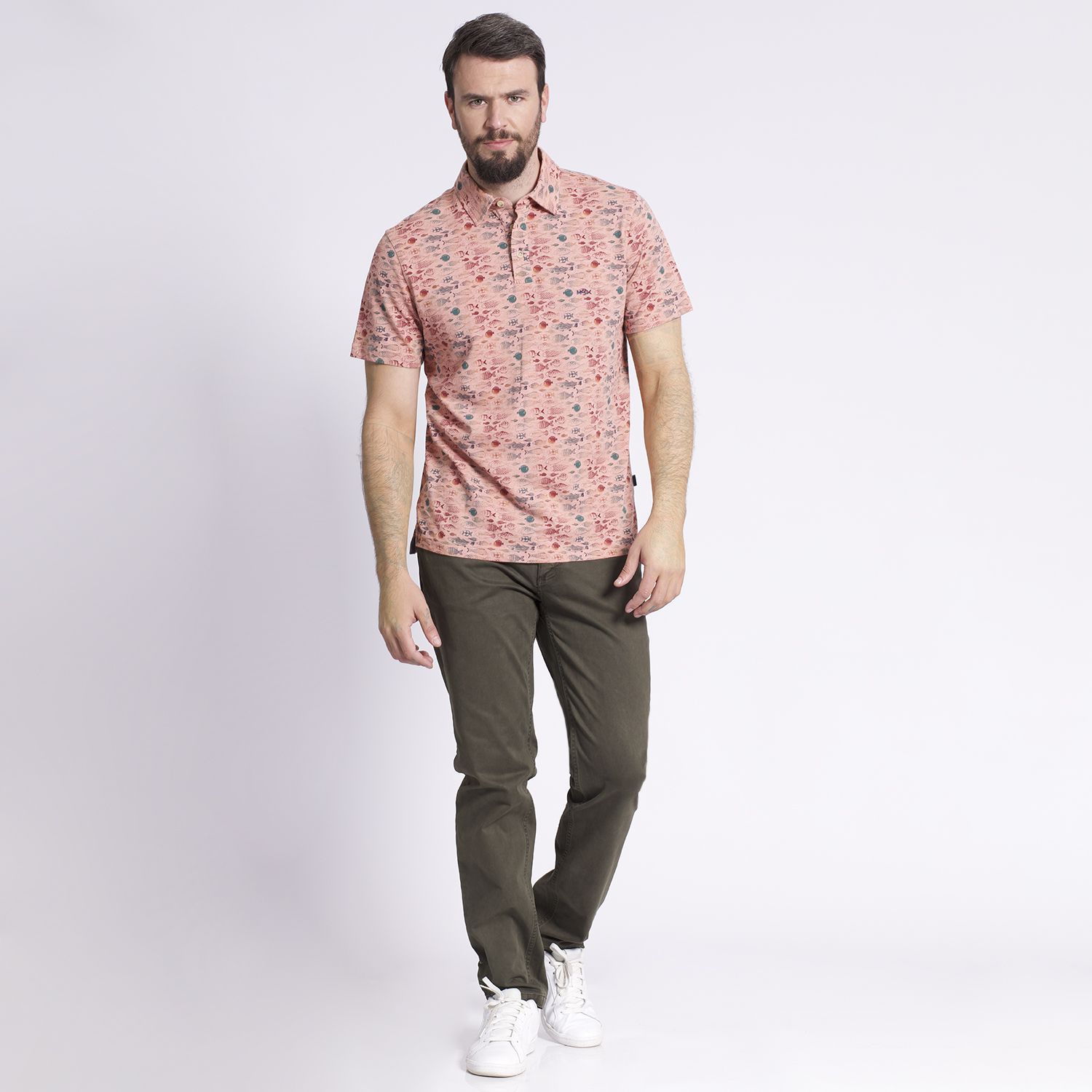 Polera Manga Corta Piqué Jacquard Regular Fit Estampada