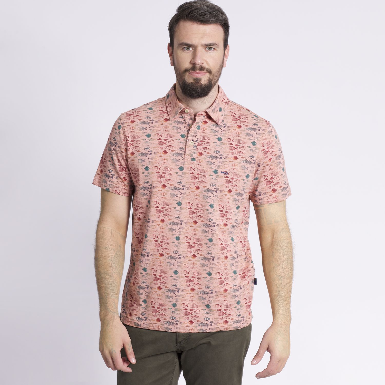 Polera Manga Corta Piqué Jacquard Regular Fit Estampada