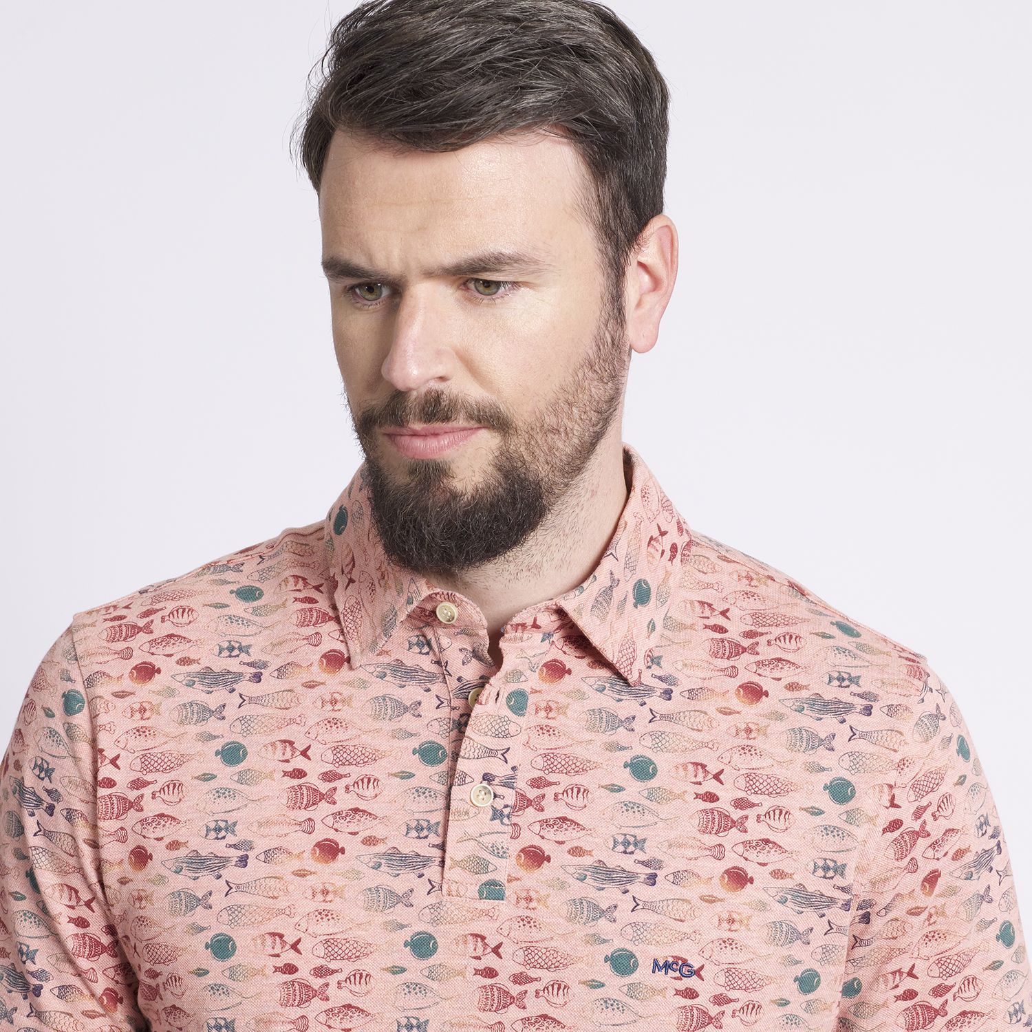 Polera Manga Corta Piqué Jacquard Regular Fit Estampada