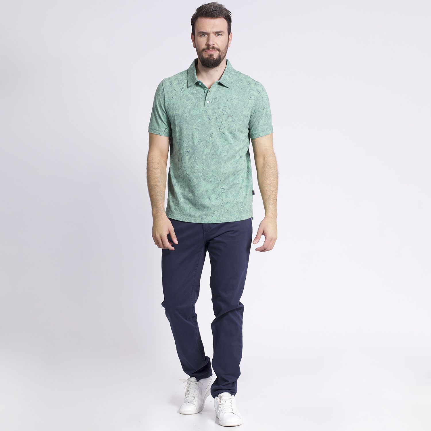 Polera Manga Corta Piqué Jacquard Regular Fit Estampada