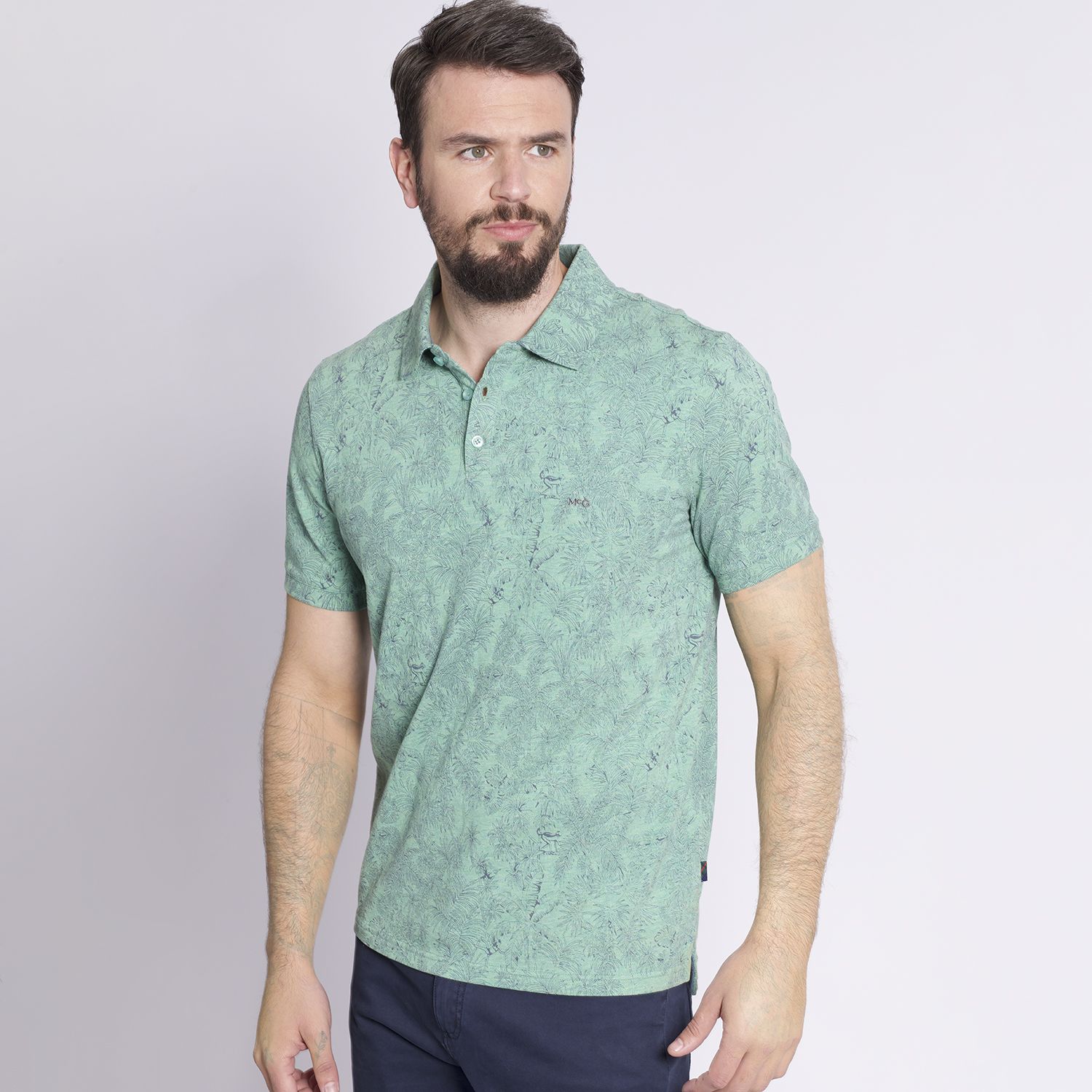 Polera Manga Corta Piqué Jacquard Regular Fit Estampada