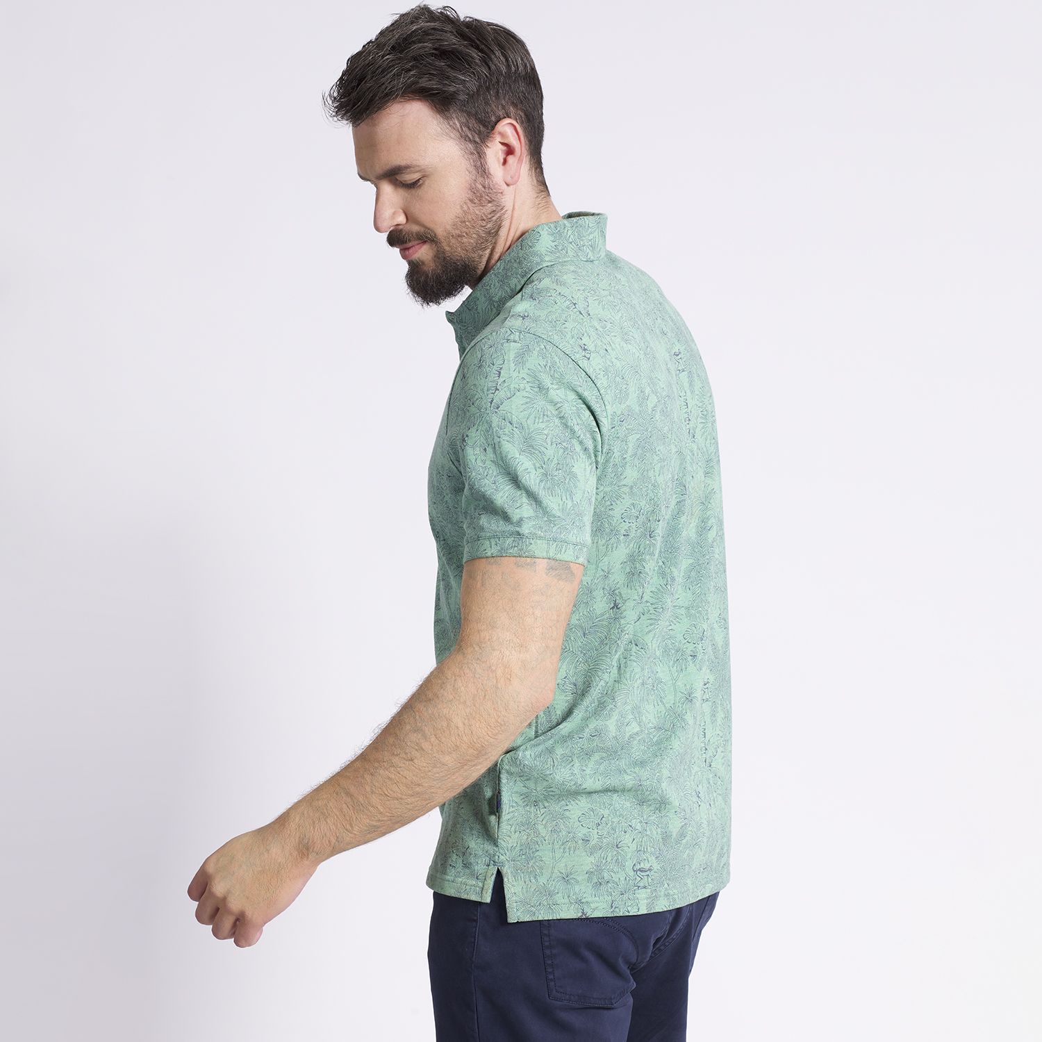 Polera Manga Corta Piqué Jacquard Regular Fit Estampada