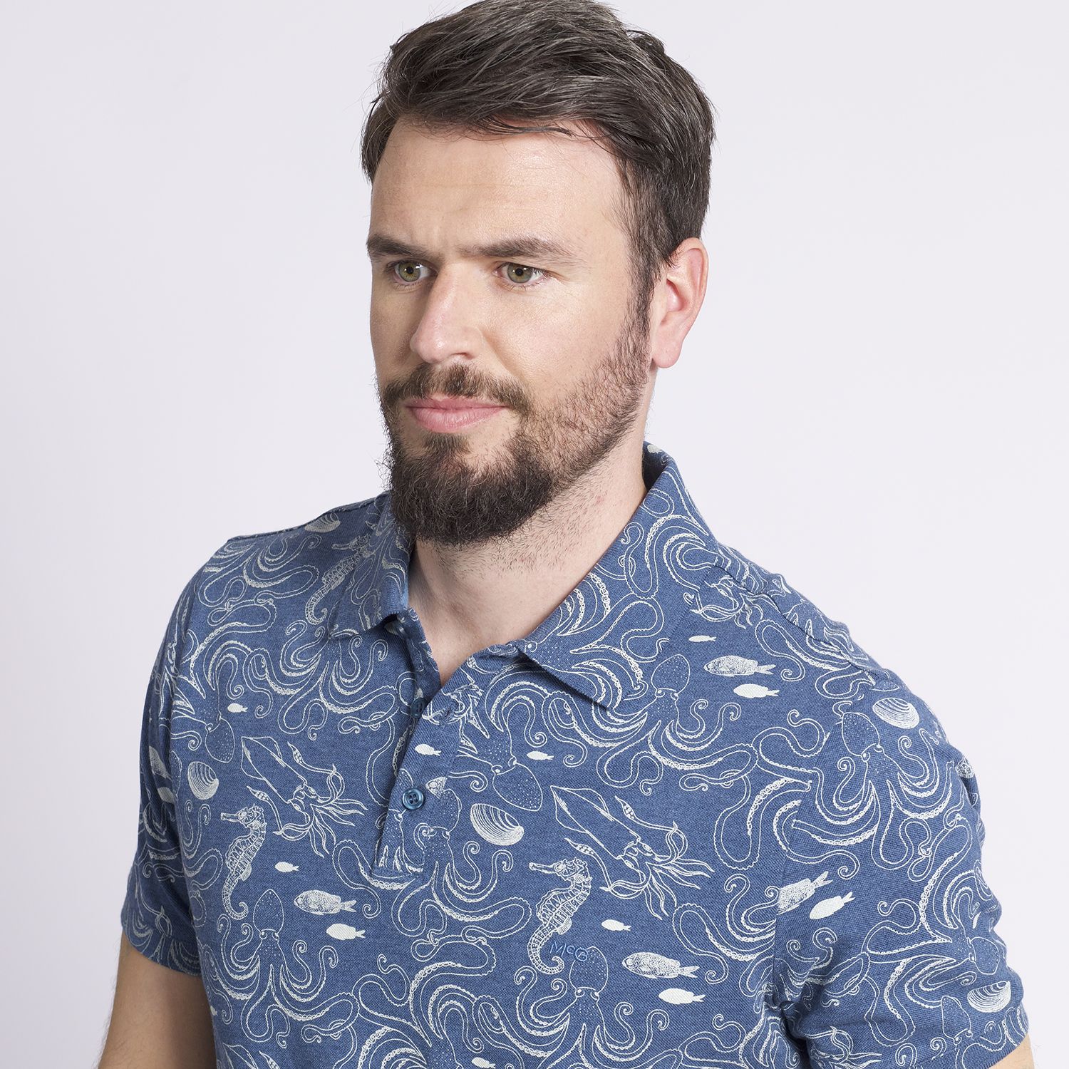 Polera Manga Corta Piqué Jacquard Regular Fit Estampada