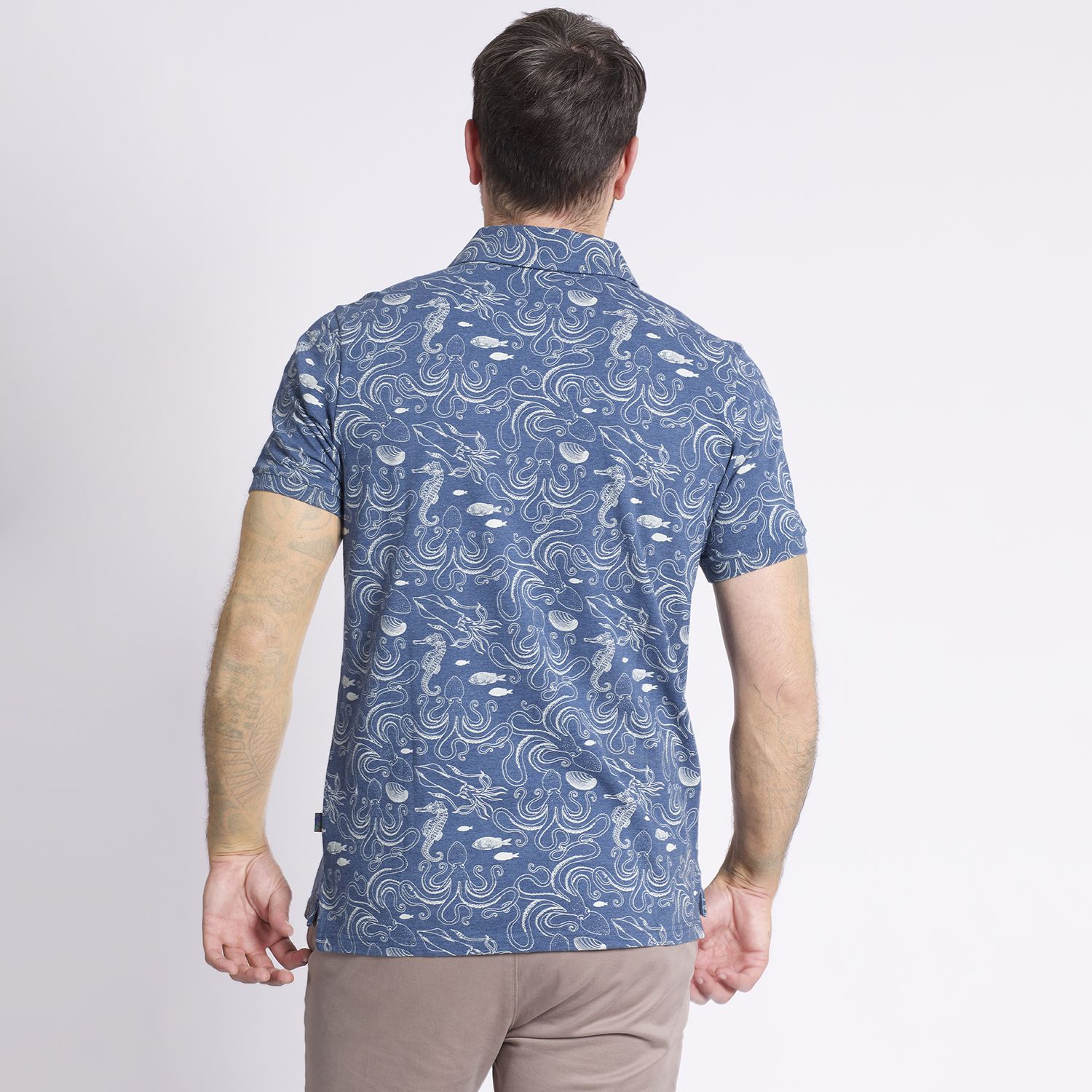 Polera Manga Corta Piqué Jacquard Regular Fit Estampada