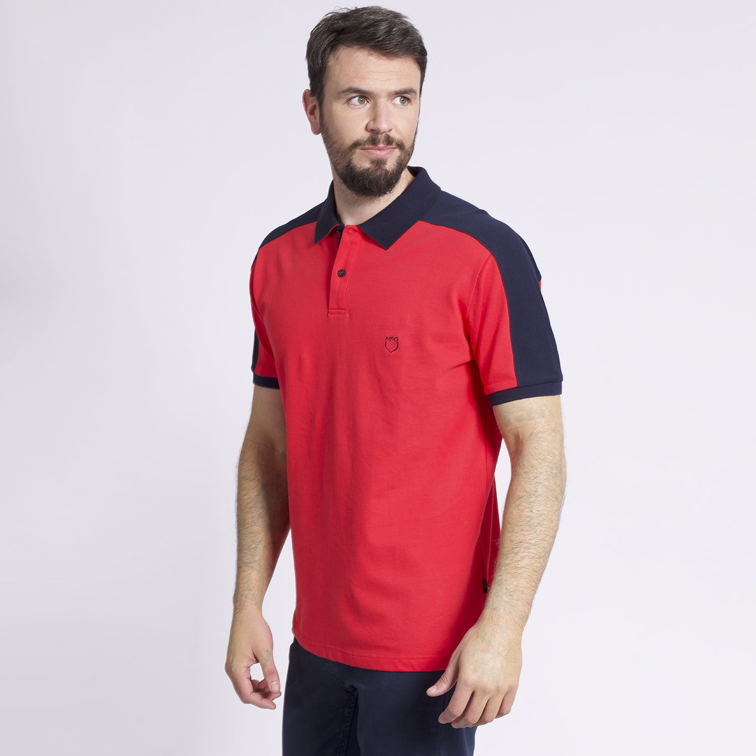 Polera Manga Corta Piqué Comfort Fit Bicolor