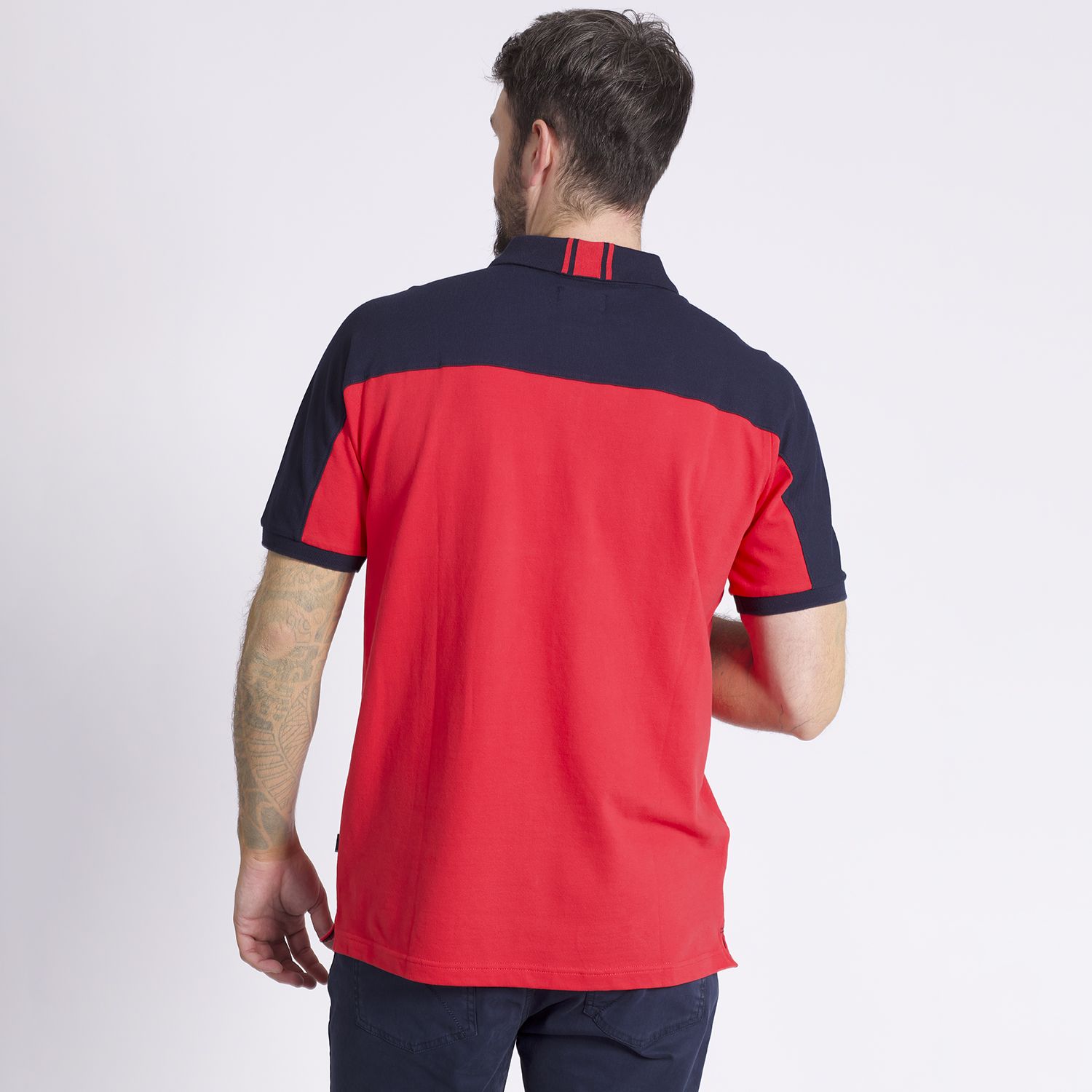 Polera Manga Corta Piqué Comfort Fit Bicolor