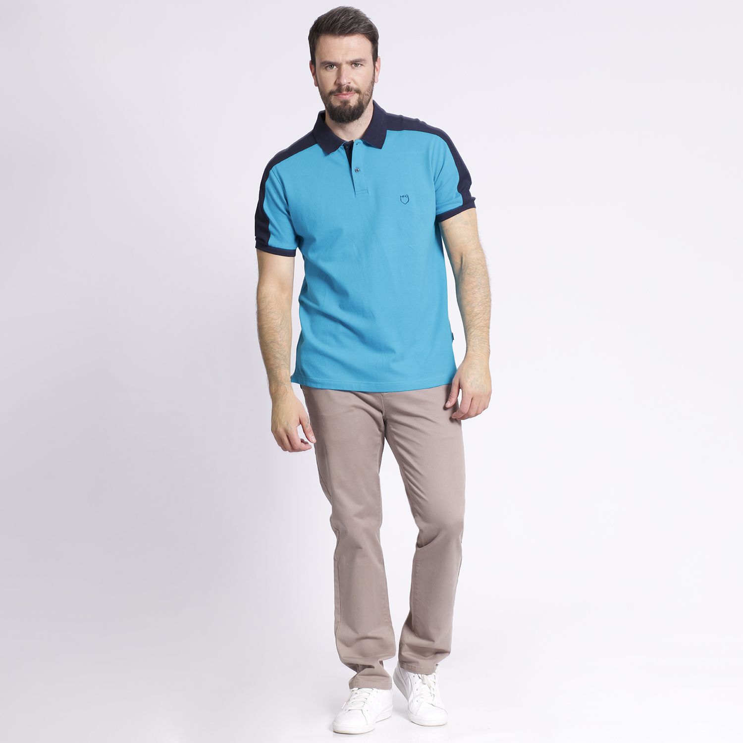 Polera Manga Corta Piqué Comfort Fit Bicolor