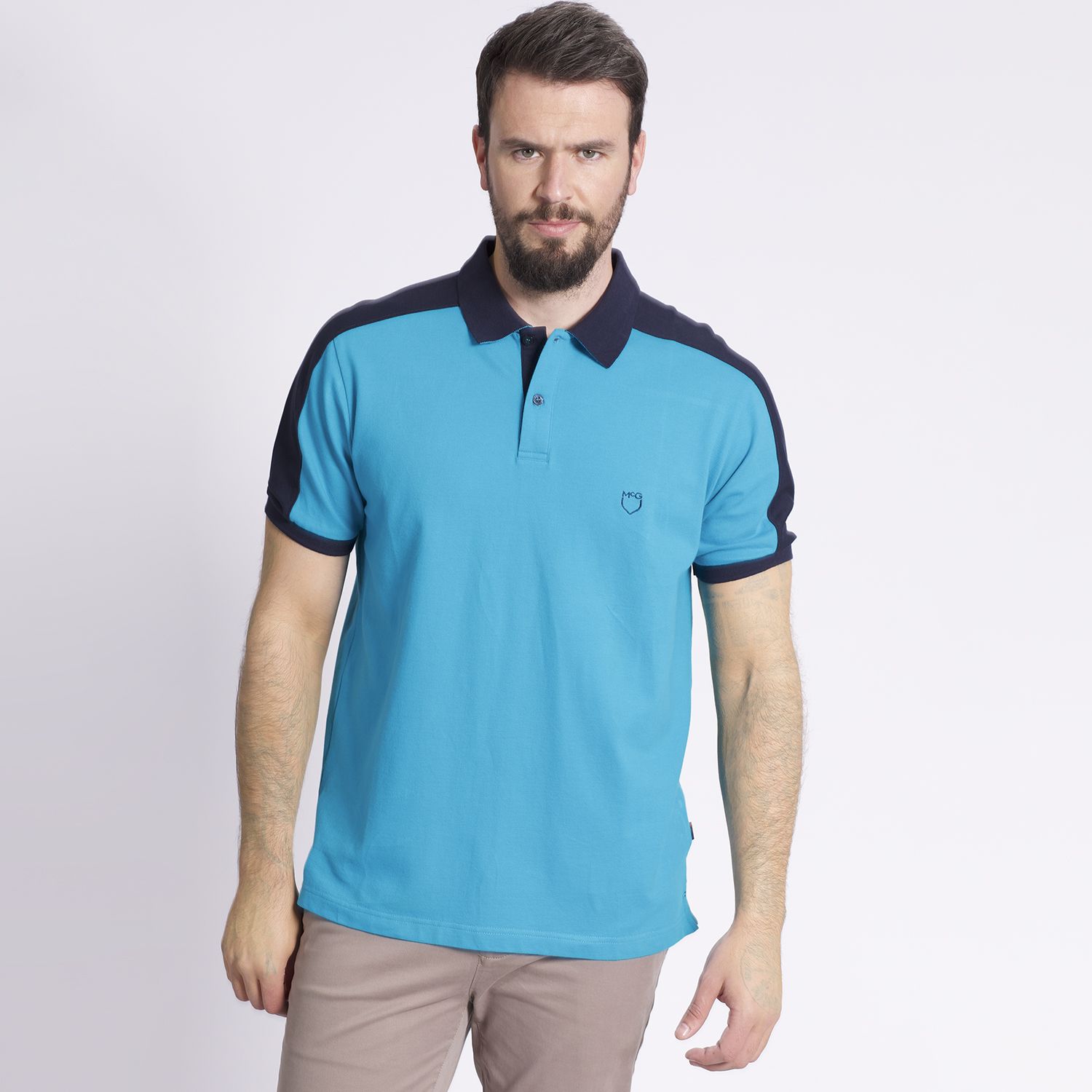 Polera Manga Corta Piqué Comfort Fit Bicolor