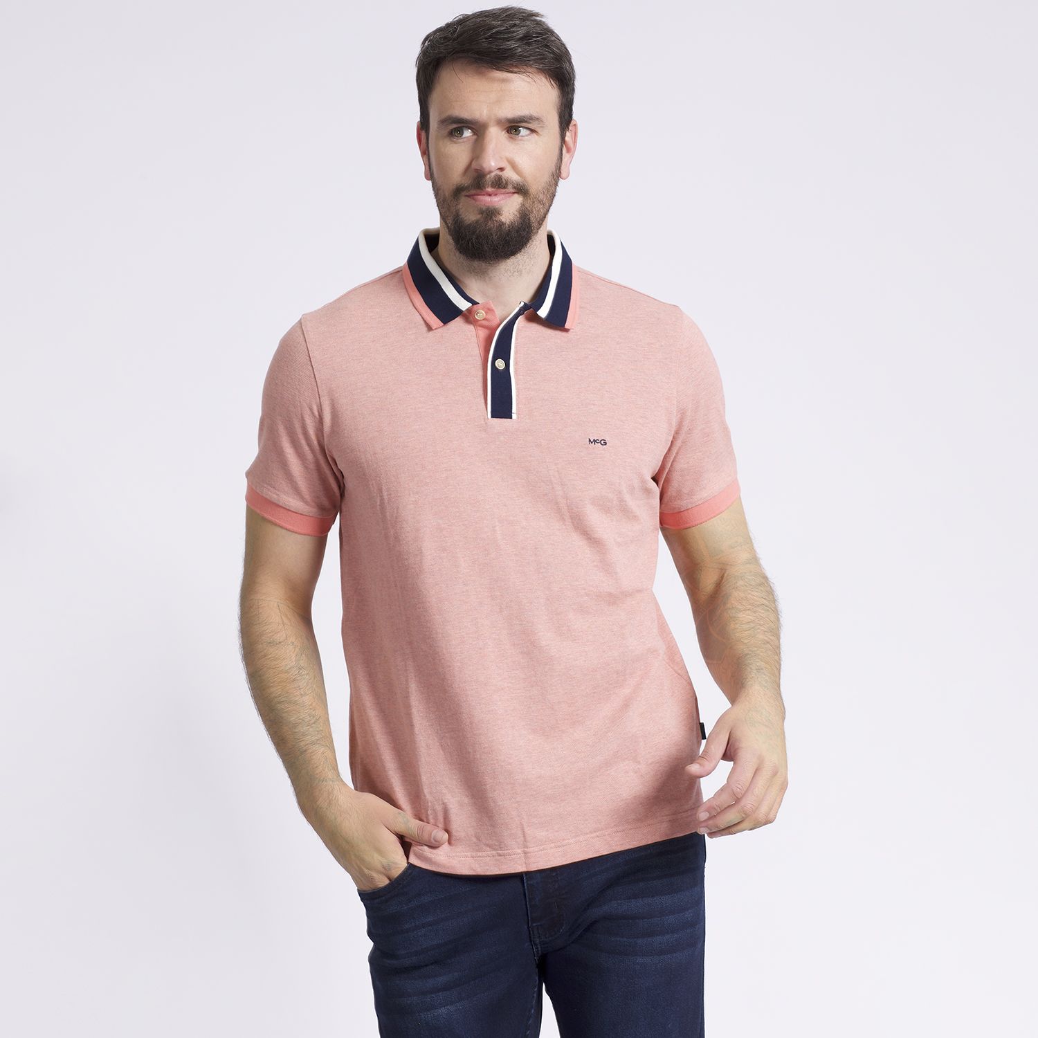 Polera Manga Corta Piqué Regular Fit Melange