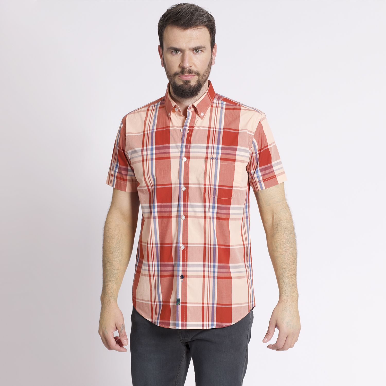 Camisa Manga Corta Escocesa Regular Fit Algodón