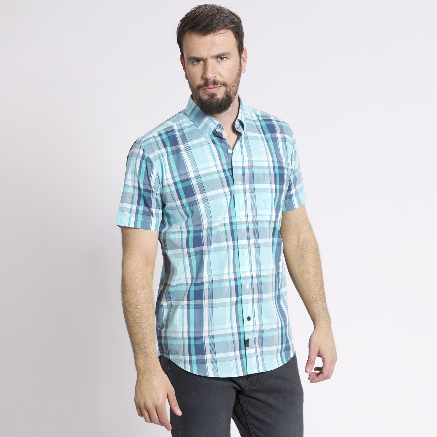 Camisa Manga Corta Escocesa Regular Fit Algodón