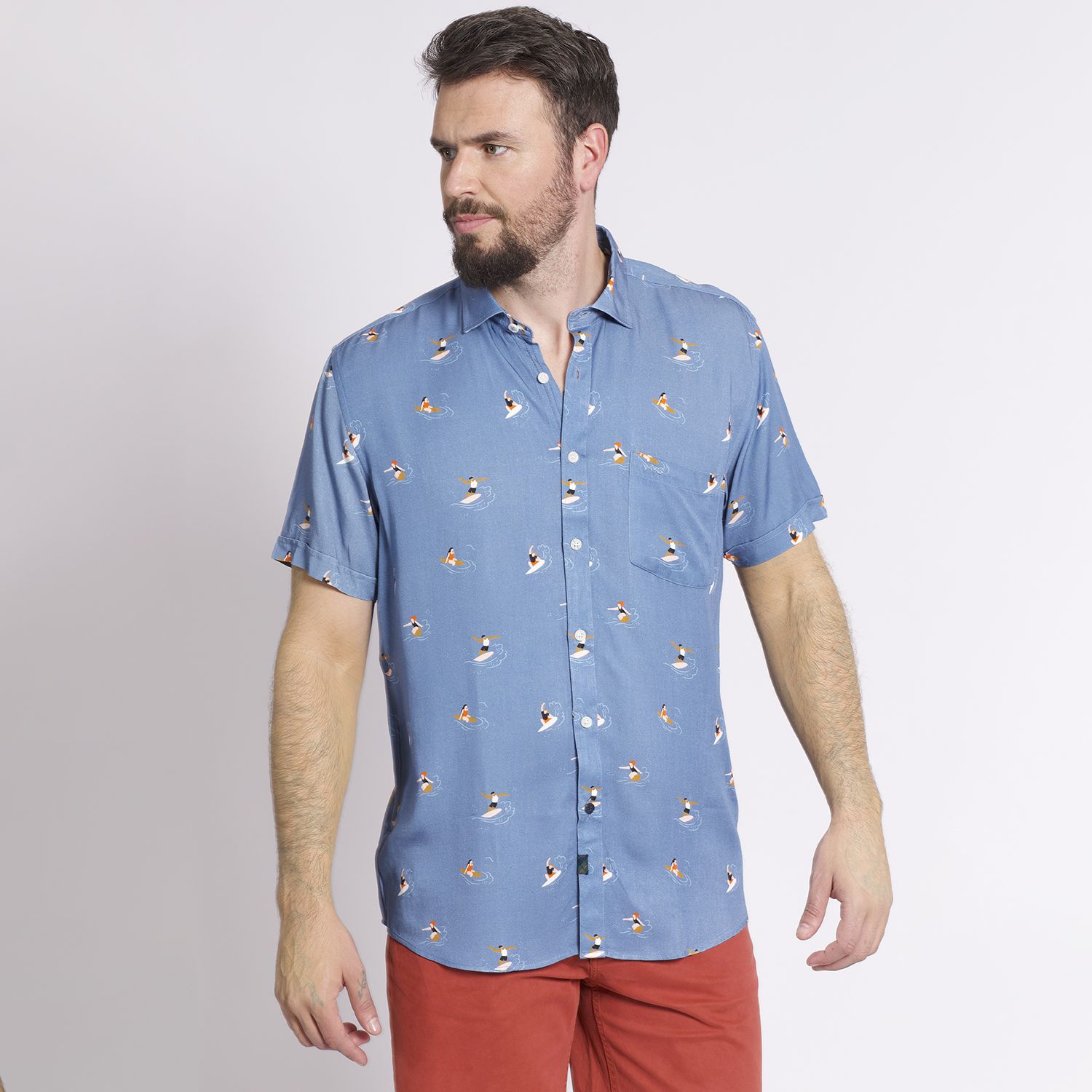 Camisa Manga Corta Casual Estampada