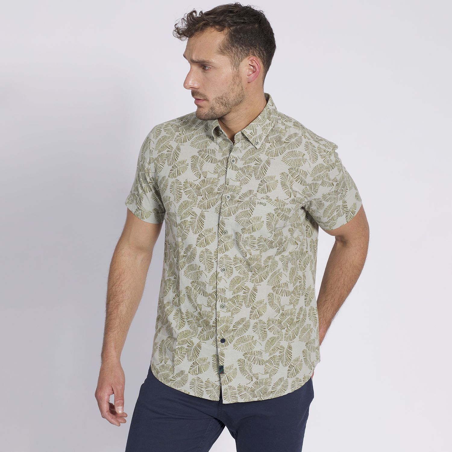 Camisa Manga Corta Estampada Regular Fit Lino