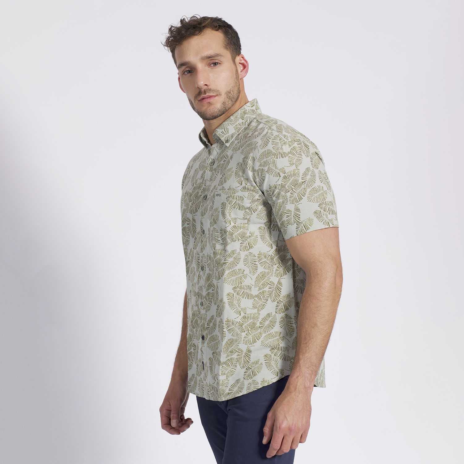 Camisa Manga Corta Estampada Regular Fit Lino