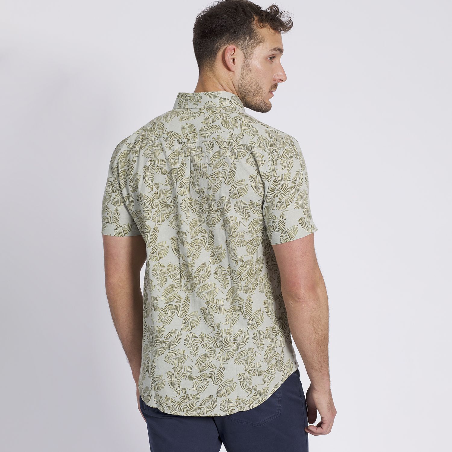 Camisa Manga Corta Estampada Regular Fit Lino