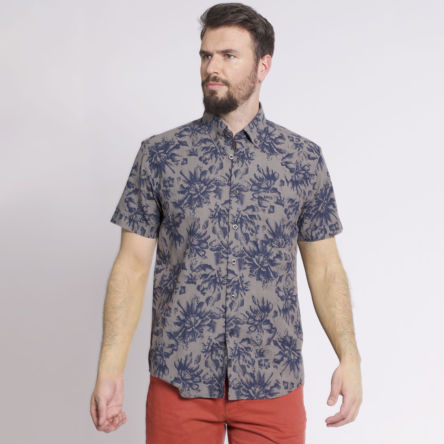 Camisa Manga Corta Estampada Regular Fit Lino