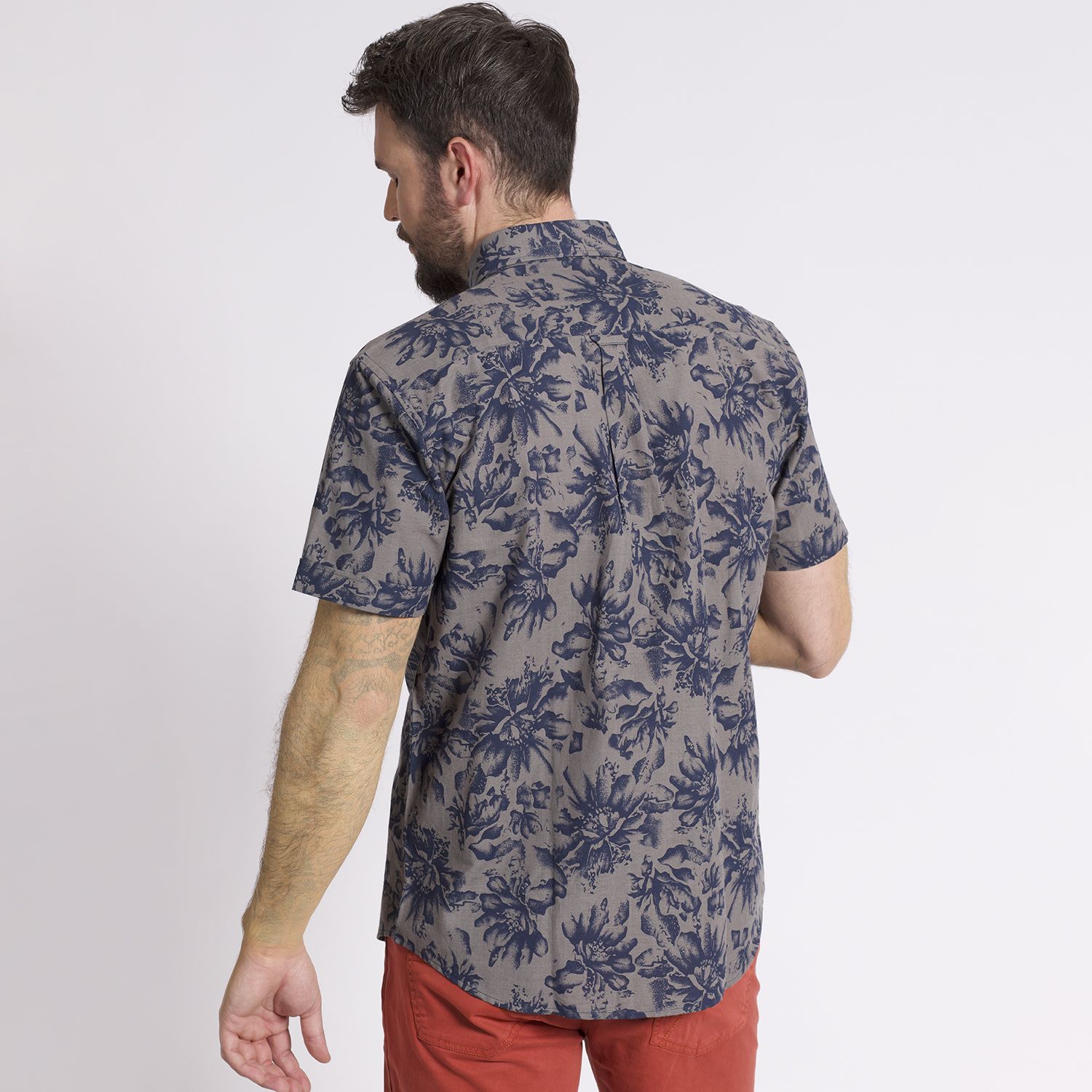 Camisa Manga Corta Estampada Regular Fit Lino